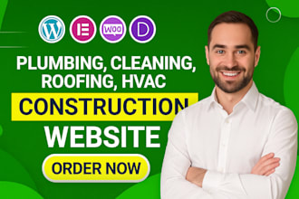 design plumbing, cleaning, roofing, hvac, construction, contractor website