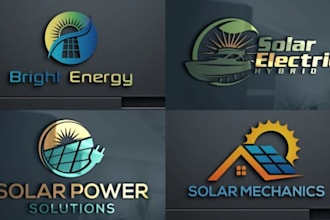 design modern  solar panel, energy and power electrical logo