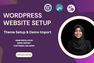 install theme, import demo content and customize