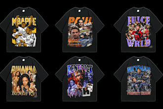 do bootleg 90s rap crazy vintage t shirt design