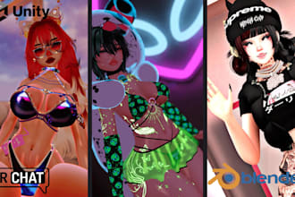 create 3d anime vrchat model, vrc avatar, furry avatar, nsfw, vr character