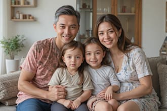 draw your family or group portrait illustration photo arts