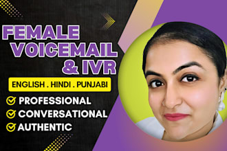record voicemail and IVR in indian english, hindi, punjabi