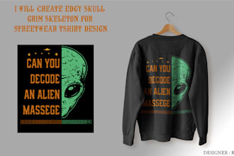 create edgy skull grim skeleton for streetwear tshirt design
