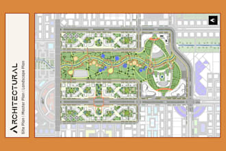 render architectural site plan, masterplan, landscape design