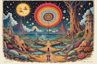stunning illustration psychedelic, lifestyle, surrealism