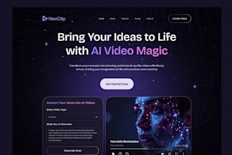 build ai video generator web app, ai editing app, image generator ,and music app