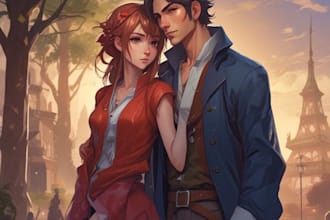 do a anime couple character art anime style