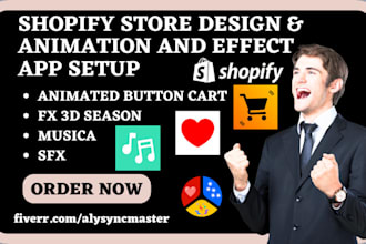 setup shopify animation and effect animated button cart fx 3d season musica sfx