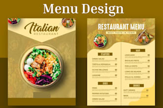 design restaurant and food menu, poster, flyer, brochure