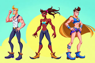 design game characters by cartoon, anime style