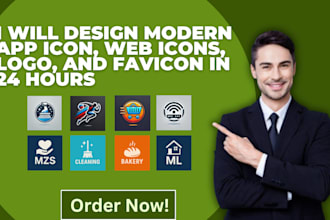 design modern app icon, web icons, logo, and favicon in 24 hours