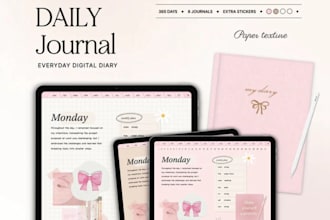 design custom digital gratitude journal, digital calendar, notebook personalized