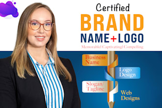 create an iconic brand name, logo design, web design, business name and slogan
