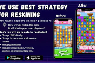 reskin and develop unity 2d 3d mobile games with custom UI UX and assets