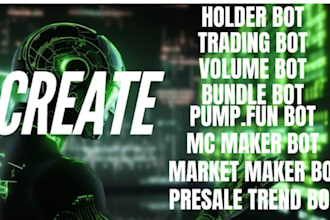 develop volume pump fun bot, telegram bot, bundle bot, solana trading bot evms