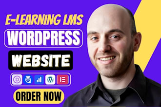 build lms custom educational website online course, wordpress elearning website