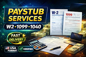 do adp paystub, check stubs, pay stubs, w2, 1099, and 1040 in 20 minutes