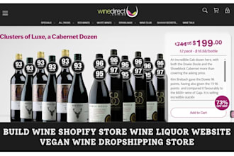 build wine shopify store wine liquor website vegan wine dropshipping store