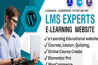 create your lms, education learning course, online course website with wordpress