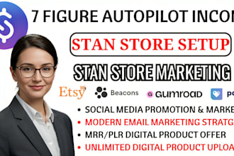 setup stan store marketing beacons ai, payhip pensight gumroad esty shop
