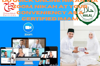 do quick online nikah via zoom, as a trusted imam worldwide wth witness and wali
