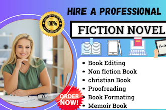 developmental edit, proofread, format, fiction novel, nonfiction book, memoir