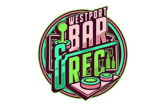 design traditional beautiful west port bar logo