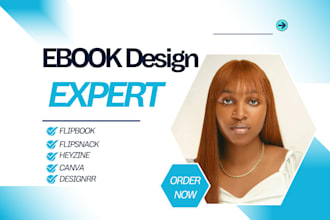 design your ebook using flipbook, designrr, flipsnack, heyzine and canva