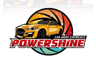 design traditional power shine car wash chemicals logo