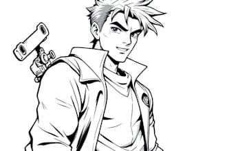 black and white portrait illustration