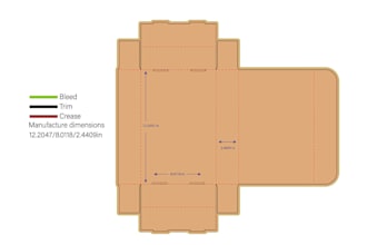 create packaging box dieline, die cut and cut lines template