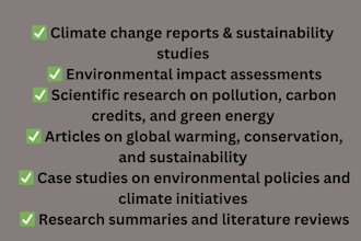 research and write anything about climate change and environmental sciences