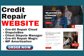 design credit repair booking website credit score finance website