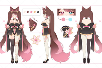 draw anime reference sheet, furry reference sheet, character sheet fursona sheet