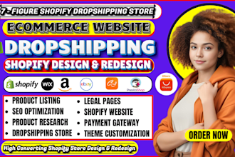 build passive income shopify store, shopify dropshipping design or redesign