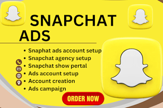 setup approved snapchat agency account, ads account, show portal, snapchat ads