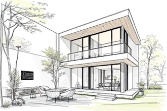 do architectural sketch rendering exterior interior concept
