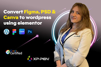 convert figma, PSD, canva to wordpress using elementor