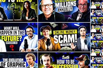 design eye catchy youtube thumbnail for your interview and podcast channel