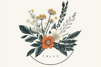 design hand drawn botanical boho and feminine logo