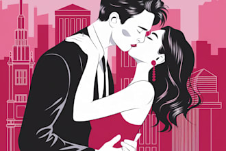 make illustrated romance book cover design