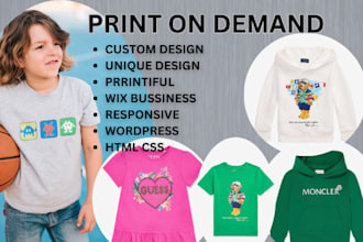 custom print on demand for kids clothing, baby clothing baby logo kids pattern
