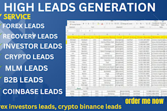 generate live fresh bank leads, forex investors leads, crypto binance leads