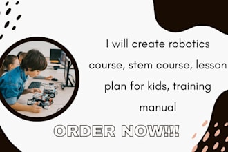 create robotics course, stem course, lesson plan for kids, training manual