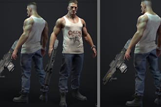 3d game character, game model ,game asset, 3d weapon game environment