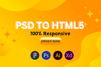 convert PSD to HTML, ai to HTML, figma, xd to HTML