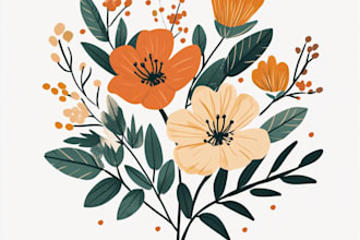 do unique botanical boho hand drawn logo design in 24 hours