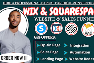 design wix sales funnel wix landing page wix website design squarespace website