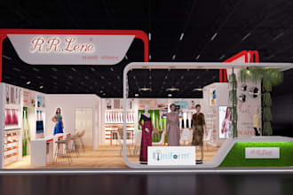 design exhibition booth trade show booth 3d stall design mall kiosk 3d rendering